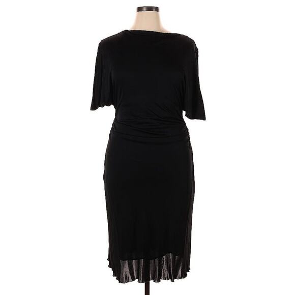 NWT PORTS 1961 Black Split Sleeve Silk Lined Ruched Waist Dress Sz XL $495 - Picture 1 of 15